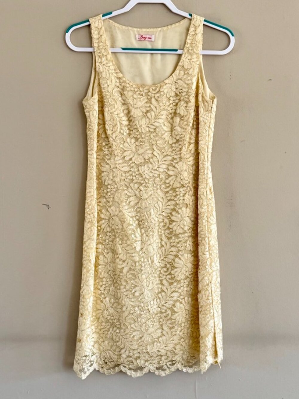 Vintage Cream Lace Dress Sleeveless Midi Bridal Shower Feminine